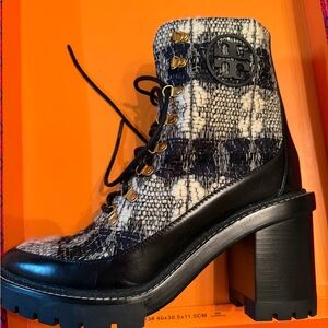 Tory Burch Miller Houndstooth Wool Lug Sole Bootie